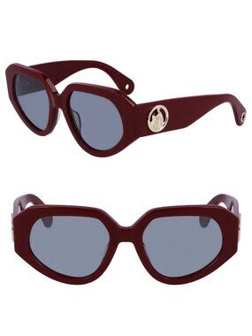 Lanvin LNV647S 600 53mm Geometric Cat Eye Sunglasses Burgundy / Grey - Italy
